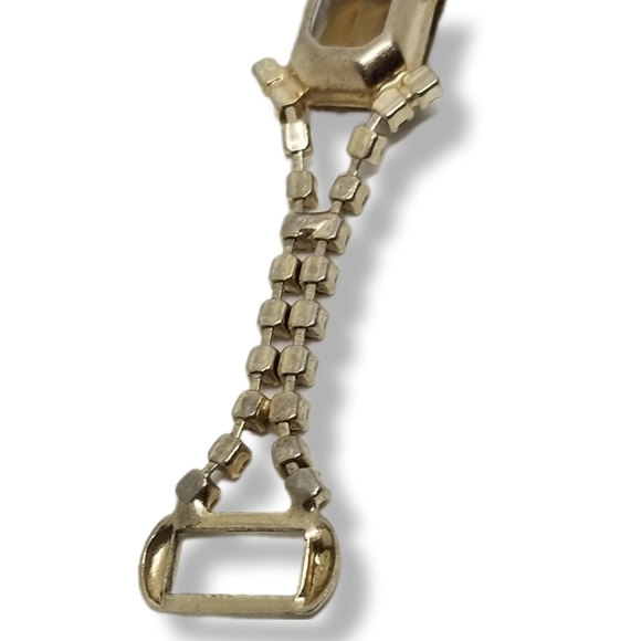 VINTAGE 1950s SPARKLING AMBER COLOR AUSTRIAN CRYSTAL & GOLDTONE BRACELET - Picture 11 of 12